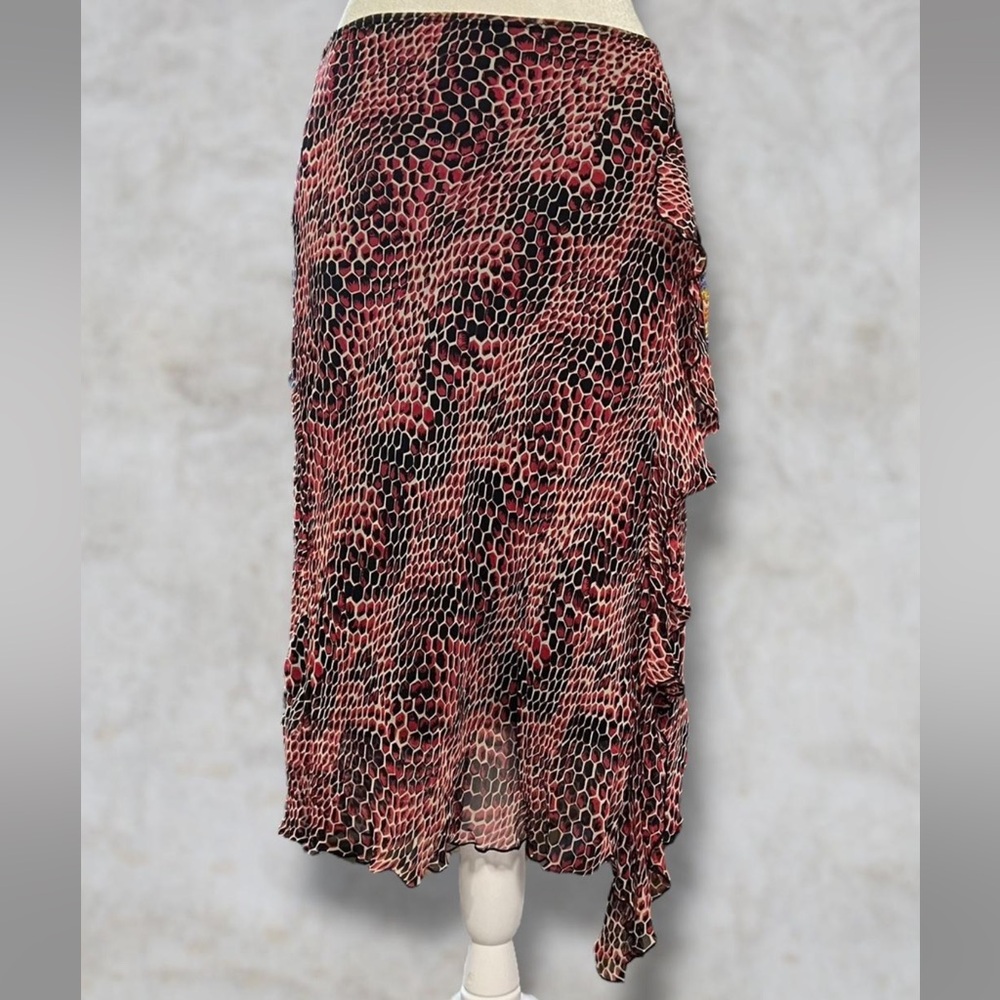 Vintage Betsey Johnson Black and Red Snake Patterned Skirt
